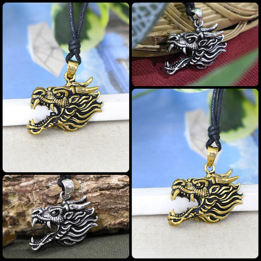 Dragon's Majesty Sterling-silver Brass Charm Necklace Pendant Jewelry