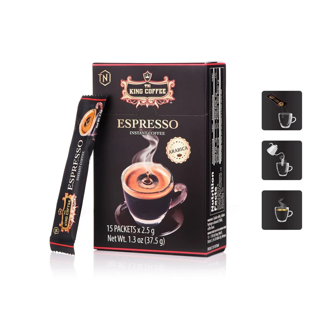 2 PACKS Espresso Instant Vietnamese King Coffee (1 PACK = 15 Sticks x 2.5G)