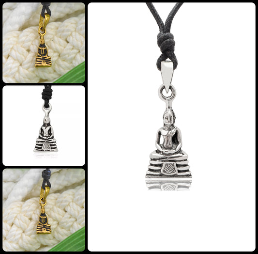 New Handmade Buddha Meditation Gold Brass Charm Necklace Pendant Jewelry