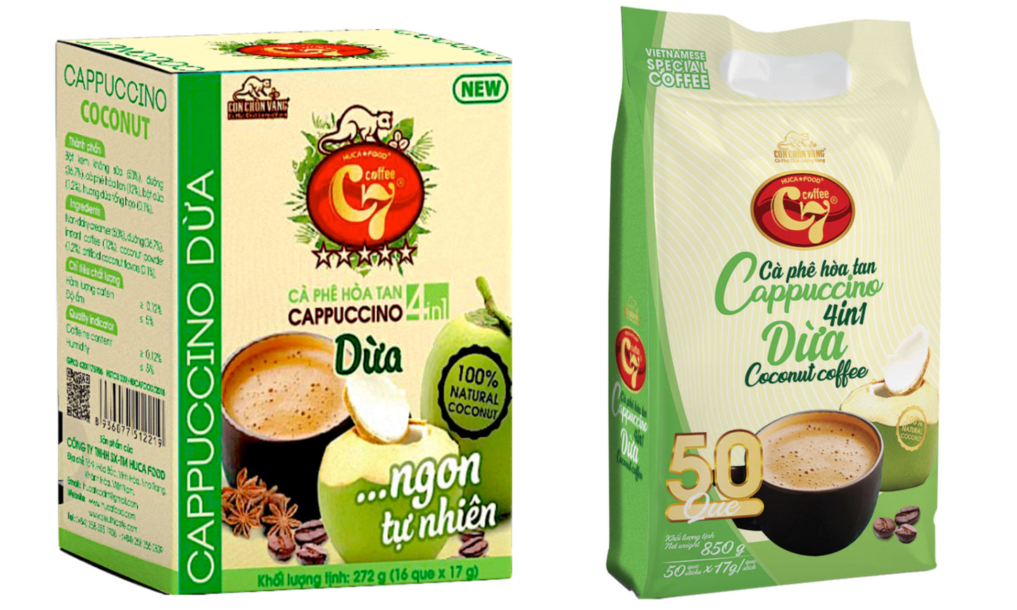 Huca Food - Instant Coffee 4 in 1 Cocconou Cappuccino 850g & 272g ( 17g/stick)