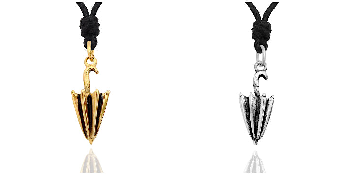 Umbrella Rain Silver Pewter Gold Brass Charm Necklace Pendant Jewelry