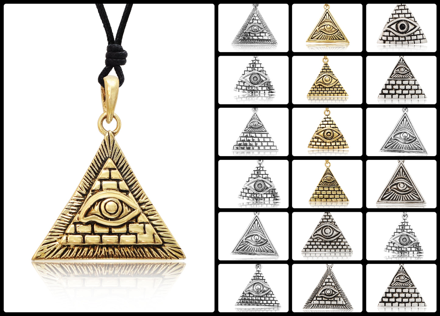 Eye Of Providence 92.5 Sterling Silver Pewter Brass Necklace Pendant Jewelry