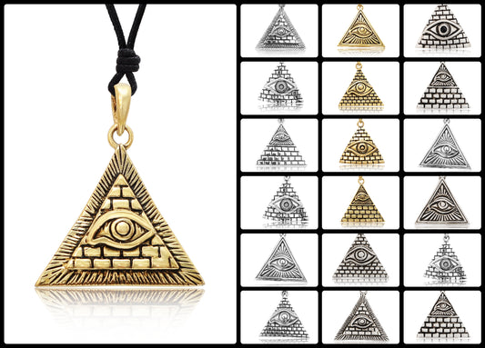 Eye Of Providence 92.5 Sterling Silver Pewter Brass Necklace Pendant Jewelry