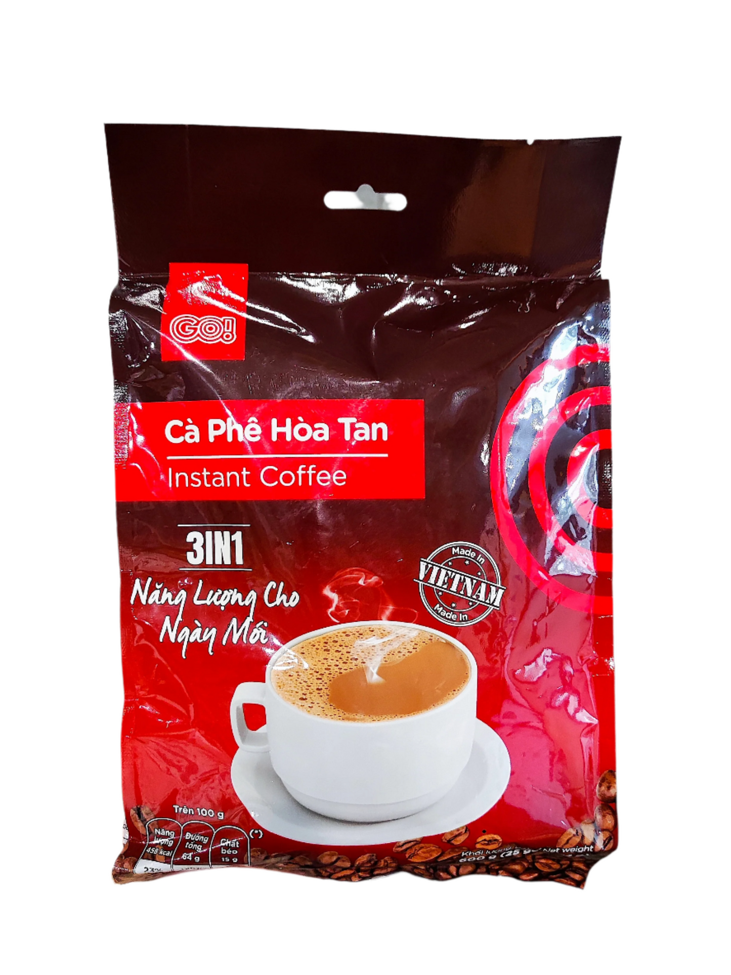 GO! 3 in 1 Instant Coffee 600g (25 packs x 24g) - Authentic Taste of Vietnam