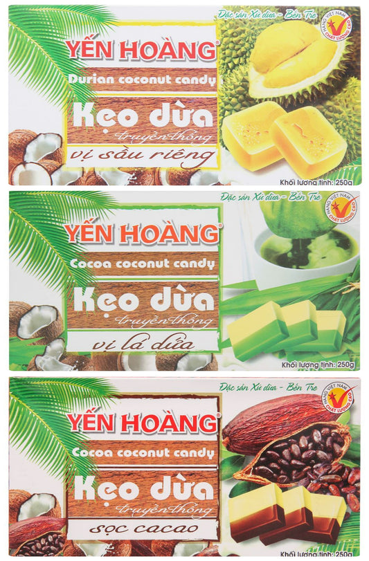 Yen Hoang Coconut Milk Candy With Pandan & Cocoa Flavours 250g