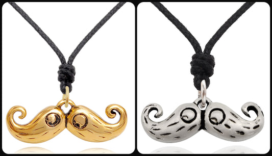 Cute Moustache Silver Pewter Gold Brass Charm Necklace Pendant Jewelry