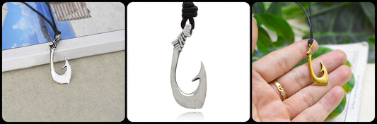 Maori Fishing Hook Sterling Silver Pewter Gold Brass Necklace Pendant Jewelry