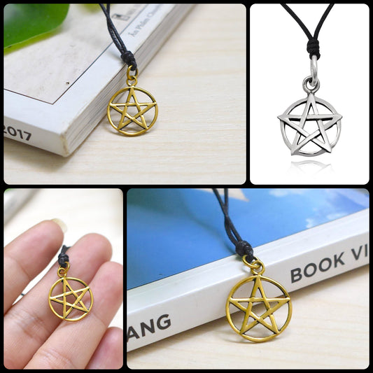 Durable Pentagram 92.5 Sterling Silver Pewter Brass Necklace Pendant Jewelry