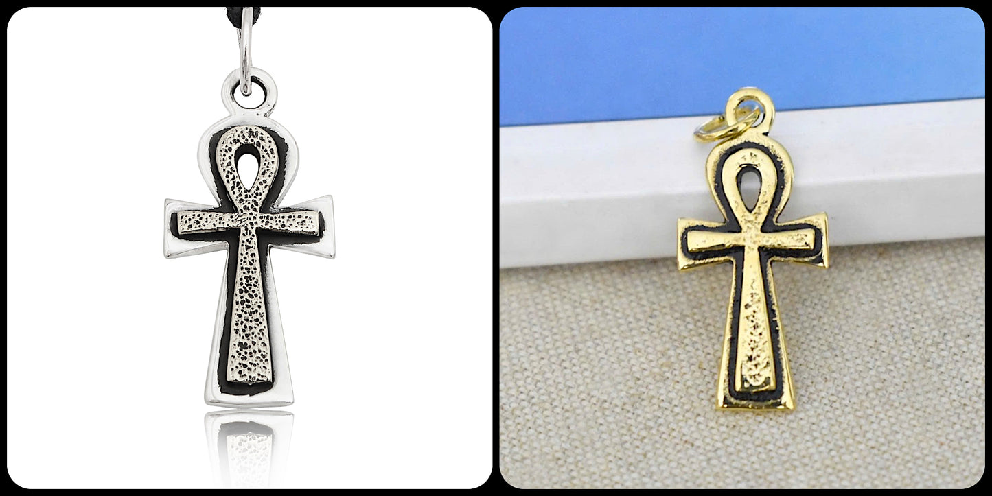 Vintage Celtic Cross Sterling Silver Gold Brass Charm Necklace Pendant Jewelry