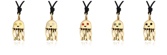 Cute Jelllyfish Handmade Gold Brass Necklace Pendant Jewelry