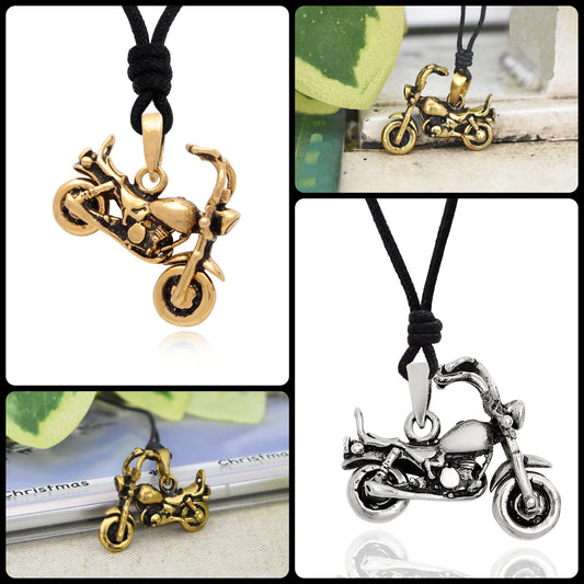 Motorcycle 92.5 Sterling Silver Silver Gold Brasss Necklace Pendant Jewelry