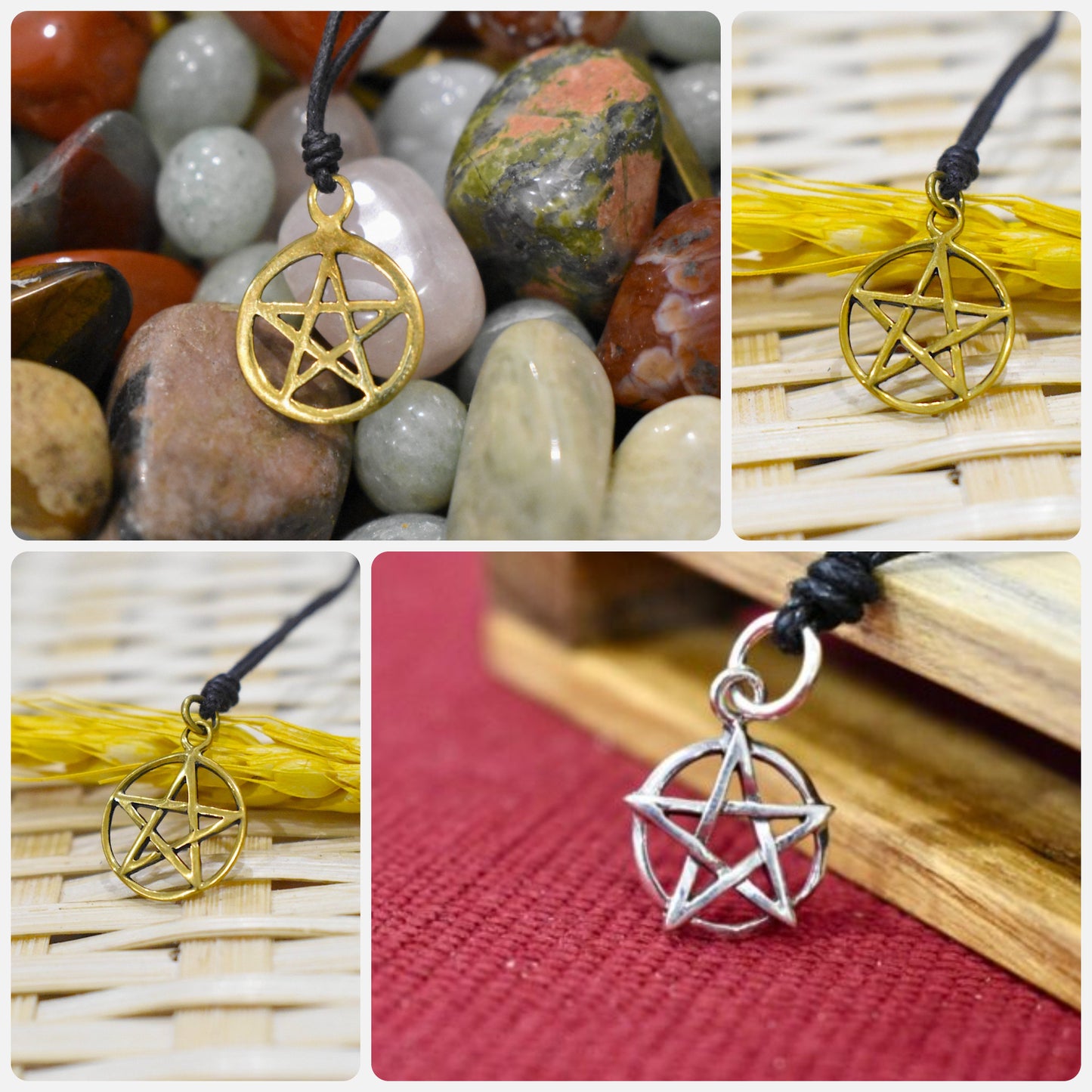 Durable Pentagram 92.5 Sterling Silver Pewter Brass Necklace Pendant Jewelry