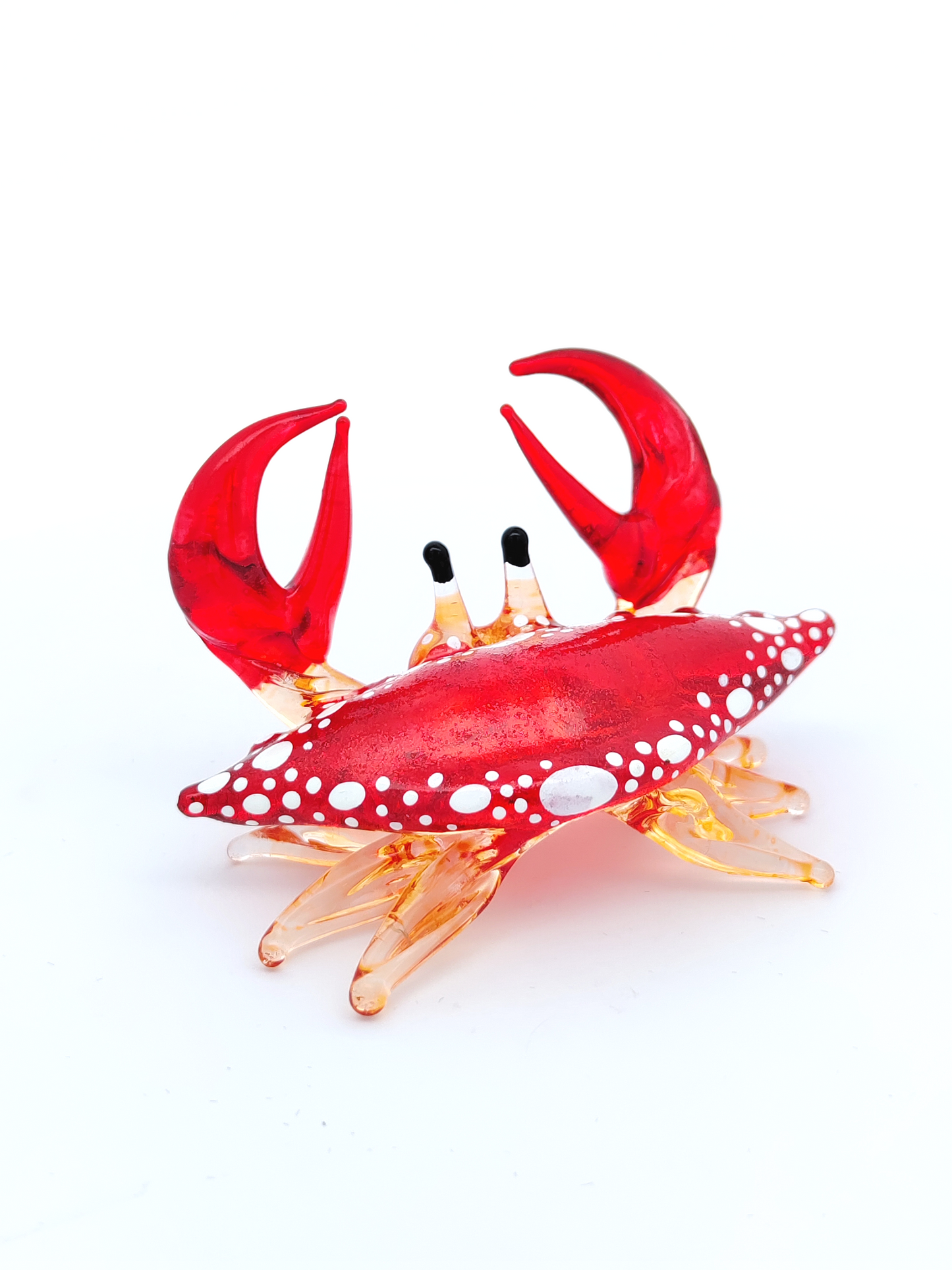 Glass Crab Figurine Red Hand Blown Painted Art Miniature Coastal Style Gift Home Decoration,1.7 x 2.5 x 1.4 inches.