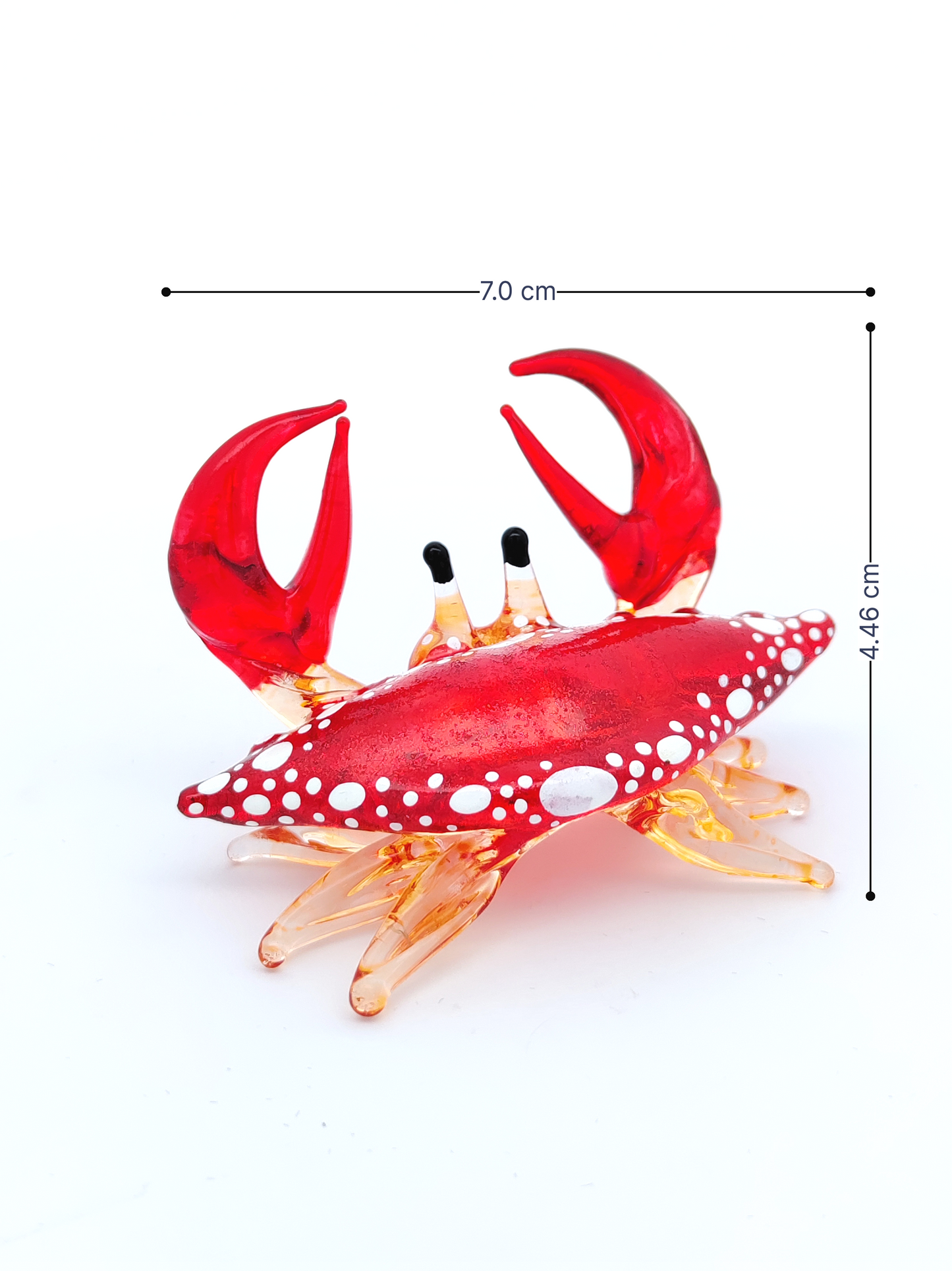 Glass Crab Figurine Red Hand Blown Painted Art Miniature Coastal Style Gift Home Decoration,1.7 x 2.5 x 1.4 inches.