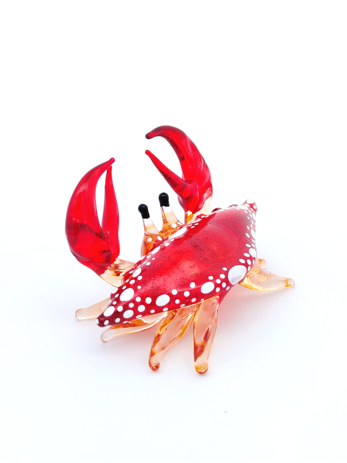 Glass Crab Figurine Red Hand Blown Painted Art Miniature Coastal Style Gift Home Decoration,1.7 x 2.5 x 1.4 inches.