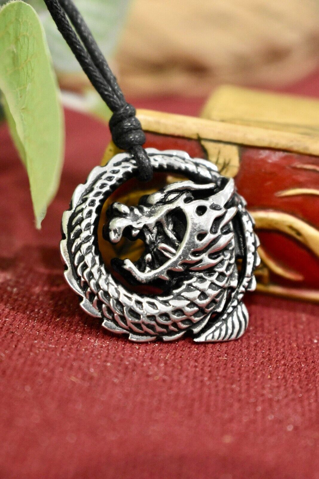 New Dragon Silver Pewter Charm Necklace Pendant Jewelry