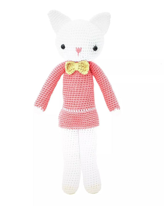 White Cate Handmade Amigurumi Stuffed Toy Knit Crochet Doll VAC