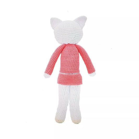 White Cate Handmade Amigurumi Stuffed Toy Knit Crochet Doll VAC