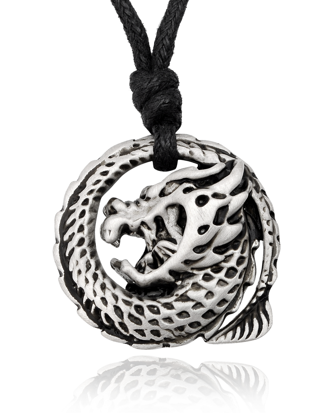 New Dragon Silver Pewter Charm Necklace Pendant Jewelry