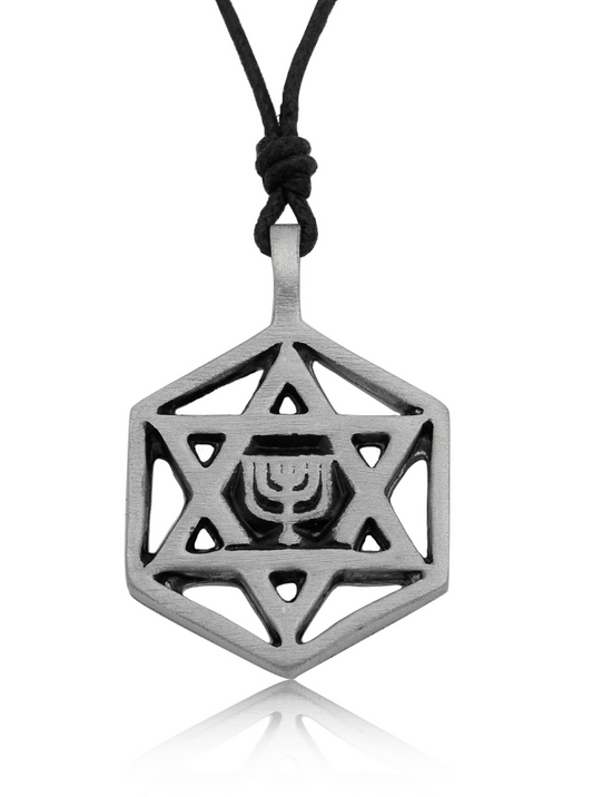 New Jewish Star of David Silver Pewter Charm Necklace Pendant Jewelry