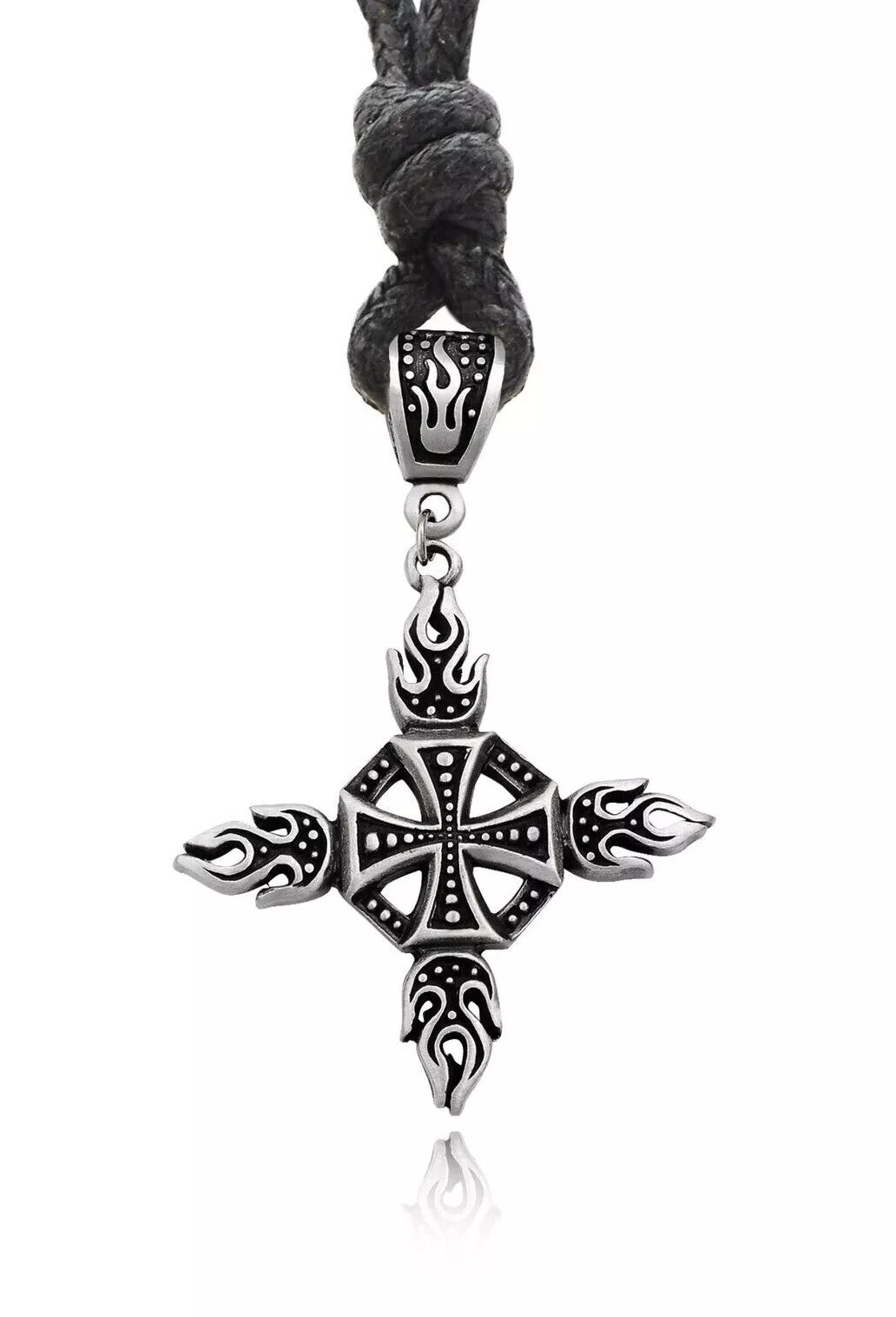 New German Iron Cross Silver Pewter Charm Necklace Pendant Jewelry
