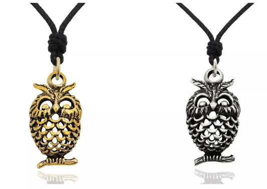 Owl Bird Brass Silver Pewter Gold Brass Charm Necklace Pendant Jewelry