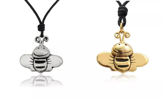 Lovely Bee Pewter Silver Gold Brass Necklace Pendant Jewelry