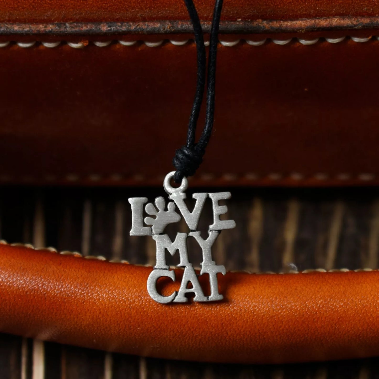 Love My Cat Silver Pewter Charm Necklace Pendant Jewelry