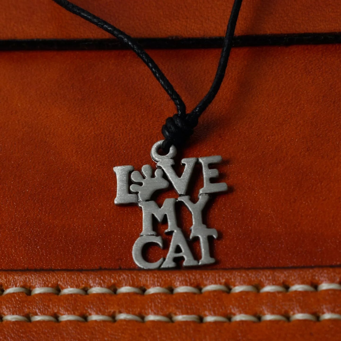 Love My Cat Silver Pewter Charm Necklace Pendant Jewelry