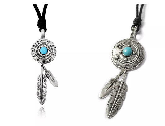 Lovely Native American Indian Silver Pewter Charm Necklace Pendant Jewelry