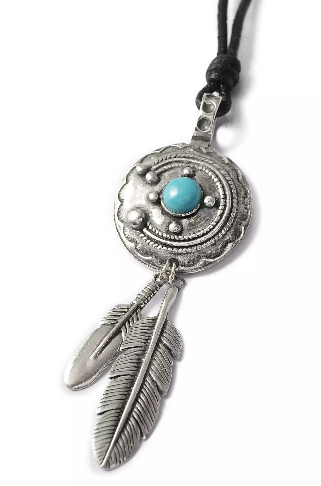 Lovely Native American Indian Silver Pewter Charm Necklace Pendant Jewelry