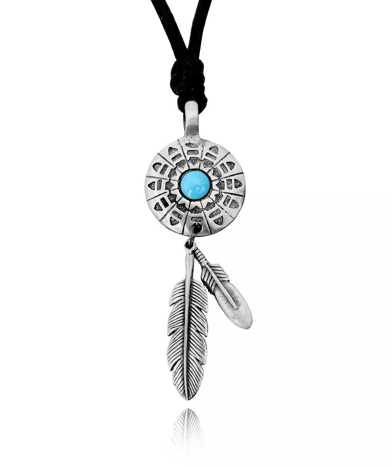 Lovely Native American Indian Silver Pewter Charm Necklace Pendant Jewelry
