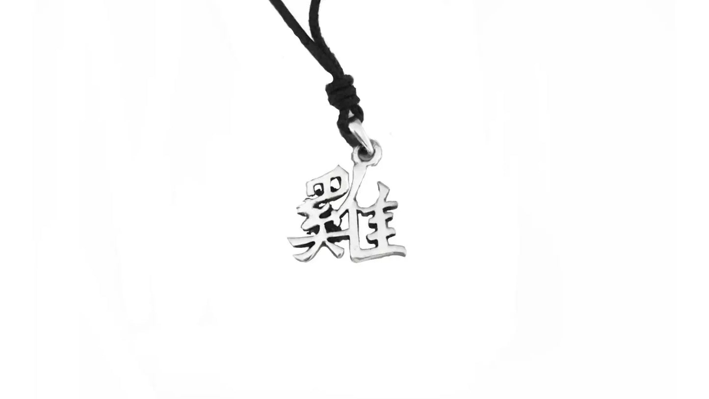 Zodiac Chinese Text Sterling Silver Charm Necklace Pendant Jewelry