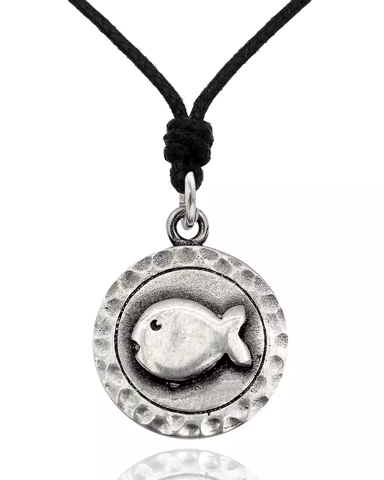 Lovely Fish Silver Pewter Charm Necklace Pendant Jewelry
