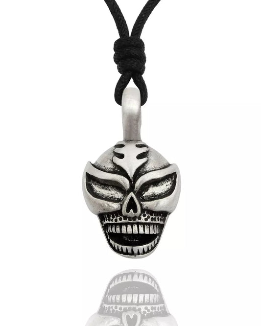 New Professional Wrestling Mask Silver Pewter Charm Necklace Pendant Jewelry