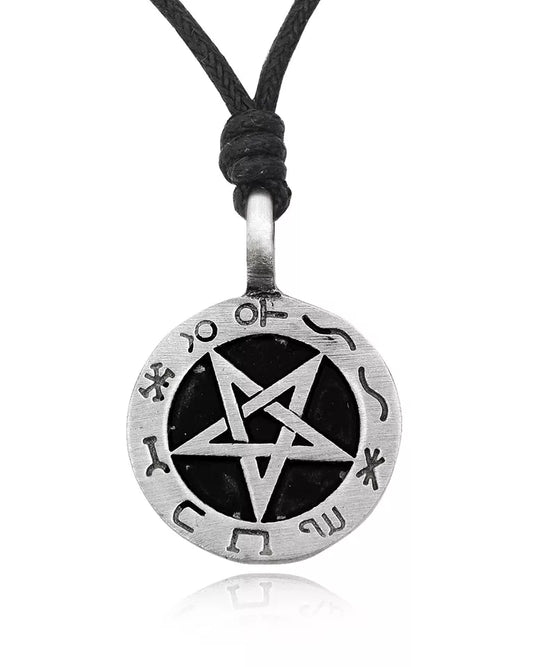 Handmade Pentagram 5-Pointed Star Silver Pewter Charm Necklace Pendant Jewelry