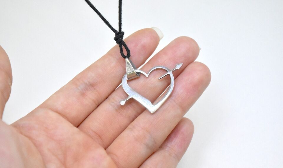 Chunky Cupid Heart Stainless Steel Necklace Pendant Jewelry