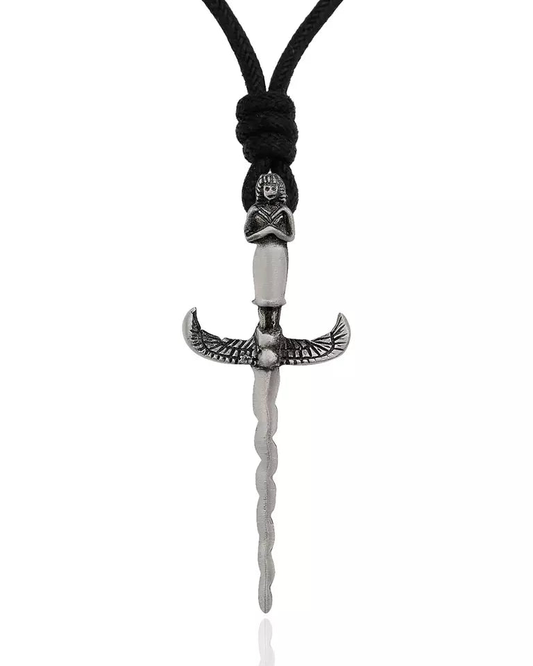 Egyptian Maat Sword Silver Pewter Charm Necklace Pendant Jewelry