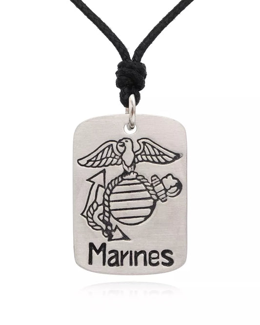 US Marines Silver Pewter Charm Necklace Pendant Jewelry