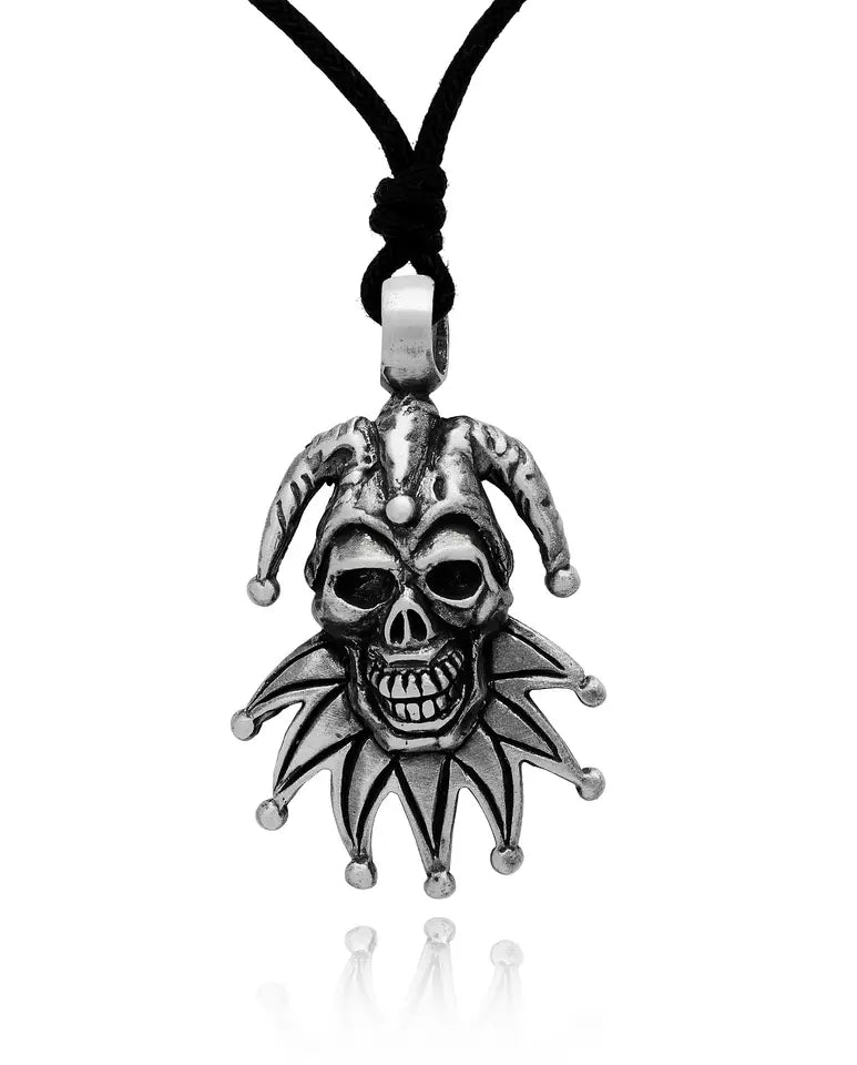 Clown Festival Skull Silver Pewter Charm Necklace Pendant Jewelry