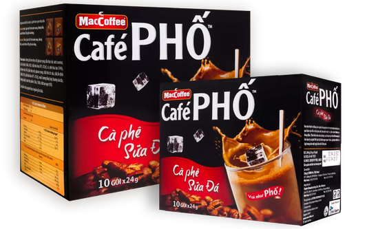 Cafe Pho Vietnamese 3in1 Instant Coffee Mix, Iced Milk, Black, Nha Lam Coffee