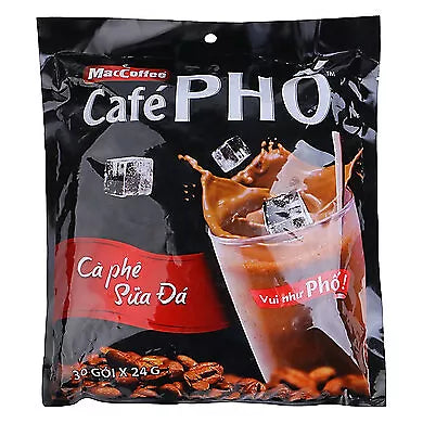 Cafe Pho Vietnamese 3in1 Instant Coffee Mix, Iced Milk, Black, Nha Lam Coffee