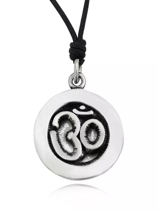 Stylish Om Hindu Word Silver Pewter Charm Necklace Pendant Jewelry