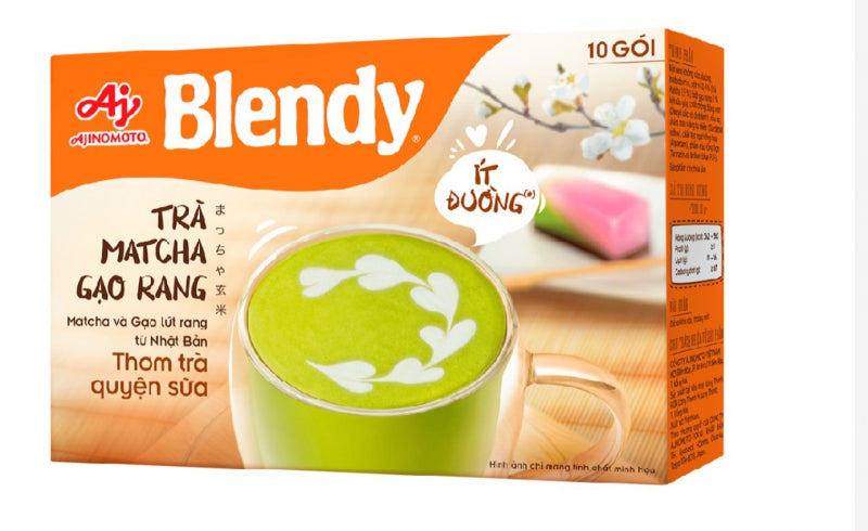 Blendy 3 in 1 Instant Milk Tea Matcha, Royal & Roasted Rice Matcha Tea (Less Sugar)