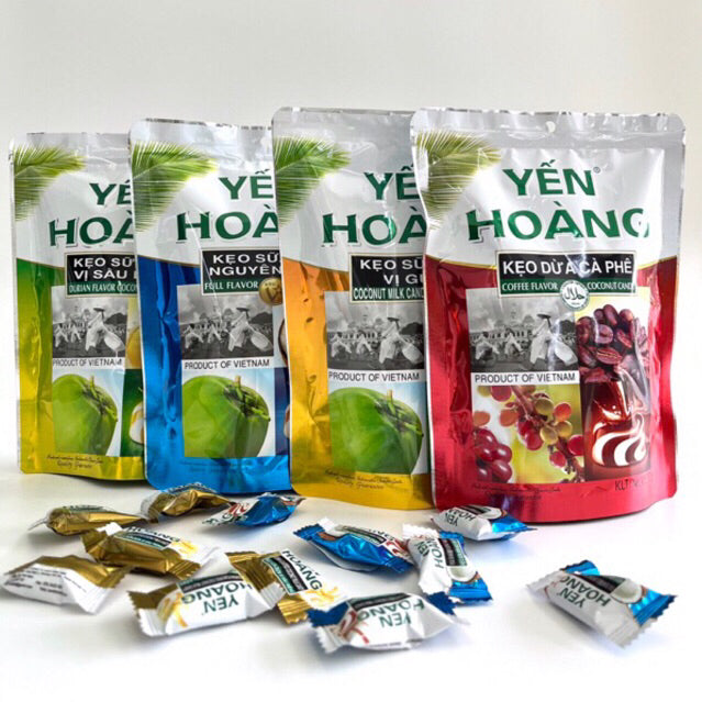 Yen Hoang Coconut Milk Candy Durian, Coffee Made in Vietnam 3 Flavors 32 pieces