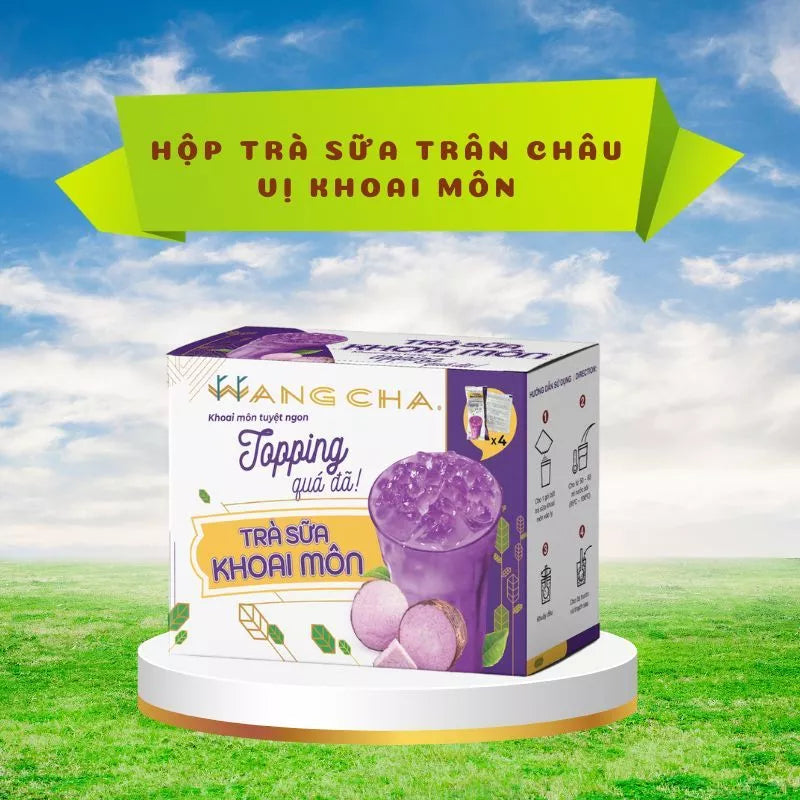 Vietnamese Taro Iced Milk Tea with Topping 400G Wang Cha VietsWay USA Seller