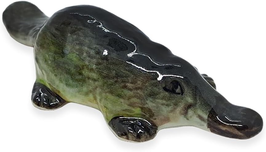 Long Dark Grey Platypus Figurine Hand Painted Miniatures Collectible Gifts