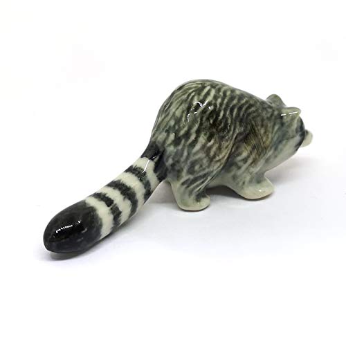 Ceramic Raccoon Figurine Wildlife Animal Hand Painted Porcelain Collectible Decor