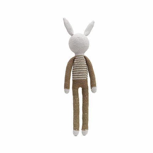 Stripe Pattern Long-legged Animal Handmade Amigurumi Stuffed Crochet Doll VAC (White Rabbit)