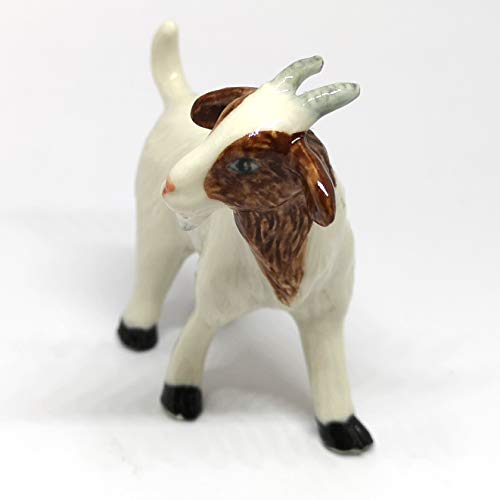 Ceramic White Goat Figurine Craft Collectible Miniature Country Farm Animals